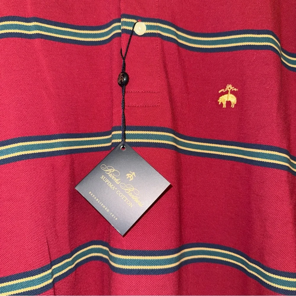 Brooks Brothers 2 shirt bundle- maroon Polo with Green/Navy Stripes & Navy polo